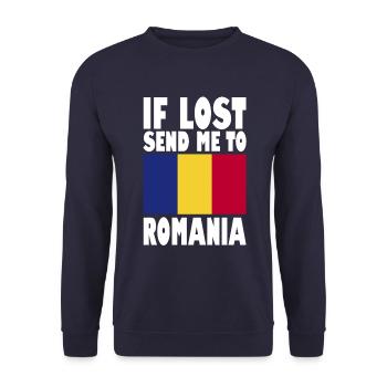 Romania Flag Slogan - Unisex Sweatshirt - navy - Front - Alina (178cm) & Michal (187cm)