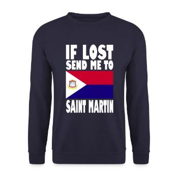 St. Martin Flagge Spruch - Unisex Pullover - Navy - Vorne - Alina (178cm) & Michal (187cm)