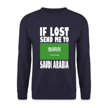 Saudi Arabien Flagge Spruch - Unisex Pullover - Navy - Vorne - Alina (178cm) & Michal (187cm)