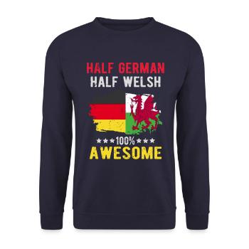 Halb Deutsch Halb Waliser - Unisex Pullover - Navy - Vorne - Alina (178cm) & Michal (187cm)
