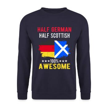 Halb Deutsch Halb Schotte - Unisex Pullover - Navy - Vorne - Alina (178cm) & Michal (187cm)