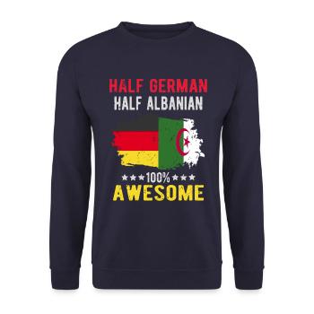 Halb Deutsch Halb Albaner - Unisex Pullover - Navy - Vorne - Alina (178cm) & Michal (187cm)