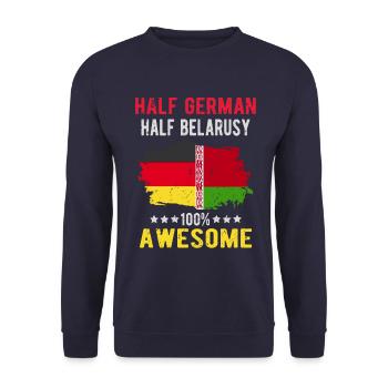 Halb Deutsch Halb Belarusse - Unisex Pullover - Navy - Vorne - Alina (178cm) & Michal (187cm)