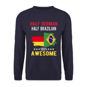 Halb Deutsch Halb Brasilianer - Unisex Pullover - Navy - Vorne - Alina (178cm) & Michal (187cm)