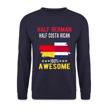 Halb Deutsch Halb Costa Ricaner - Unisex Pullover - Navy - Vorne - Alina (178cm) & Michal (187cm)