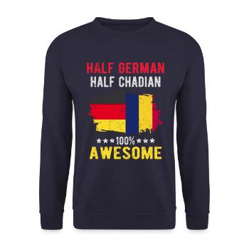 Half German Half Chader - Unisex Sweatshirt - navy - Front - Alina (178cm) & Michal (187cm)