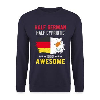 Halb Deutsch Halb Zyprer - Unisex Pullover - Navy - Vorne - Alina (178cm) & Michal (187cm)