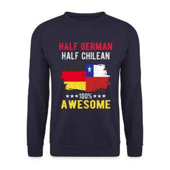 Half German Half Chilean - Unisex Sweatshirt - navy - Front - Alina (178cm) & Michal (187cm)