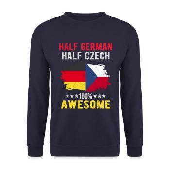 Halb Deutsch Halb Tscheche - Unisex Pullover - Navy - Vorne - Alina (178cm) & Michal (187cm)