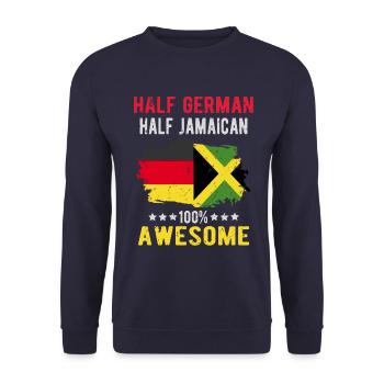 Halb Deutsch Halb Jamaikaner - Unisex Pullover - Navy - Vorne - Alina (178cm) & Michal (187cm)