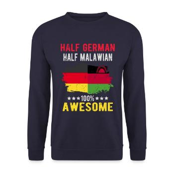 Half German Half Malawi - Unisex Sweatshirt - navy - Front - Alina (178cm) & Michal (187cm)