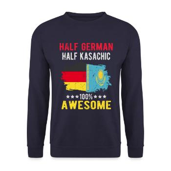 Halb Deutsch Halb Kasache - Unisex Pullover - Navy - Vorne - Alina (178cm) & Michal (187cm)