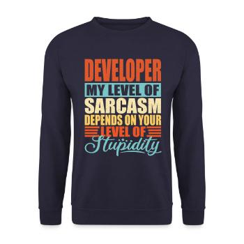 Entwickler Softwareentwickler Informatiker Coder - Unisex Pullover - Navy - Vorne - Alina (178cm) & Michal (187cm)