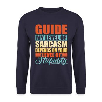 Guide Tourguide Spruch - Unisex Pullover - Navy - Vorne - Alina (178cm) & Michal (187cm)