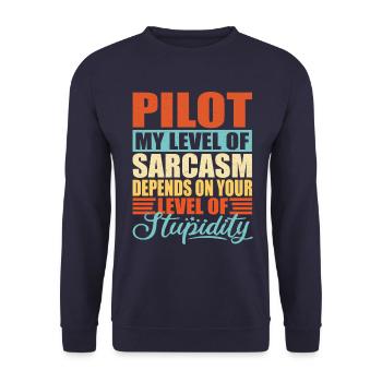 Pilot sarcasm Funny pilot - Unisex Sweatshirt - navy - Front - Alina (178cm) & Michal (187cm)