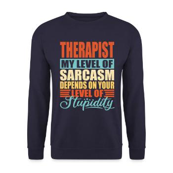 Therapeut sarkasmus - Unisex Pullover - Navy - Vorne - Alina (178cm) & Michal (187cm)