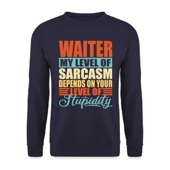 Kellner Spruch Kellner Geschenk - Unisex Pullover - Navy - Vorne - Alina (178cm) & Michal (187cm)