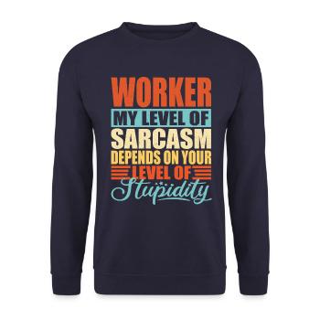 Worker Gift Funny Worker Saying - Unisex Sweatshirt - navy - Front - Alina (178cm) & Michal (187cm)