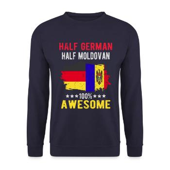 Halb Deutsch Halb Moldawier - Unisex Pullover - Navy - Vorne - Alina (178cm) & Michal (187cm)