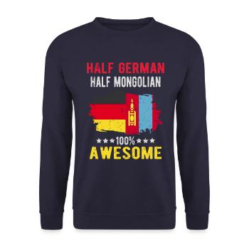 Half German half Mongolian - Unisex Sweatshirt - navy - Front - Alina (178cm) & Michal (187cm)