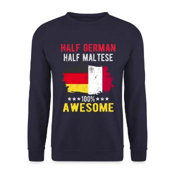 Halb Deutsch Halb Mateser - Unisex Pullover - Navy - Vorne - Alina (178cm) & Michal (187cm)