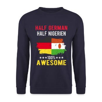 Half German Half Nigerien - Unisex Sweatshirt - navy - Front - Alina (178cm) & Michal (187cm)