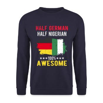 Half German half Nigerian - Unisex Sweatshirt - navy - Front - Alina (178cm) & Michal (187cm)
