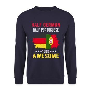 Halb Deutsch Halb Portugiese - Unisex Pullover - Navy - Vorne - Alina (178cm) & Michal (187cm)