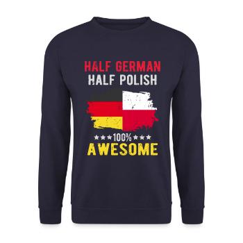Halb Deutsch Halb Singapurer - Unisex Pullover - Navy - Vorne - Alina (178cm) & Michal (187cm)