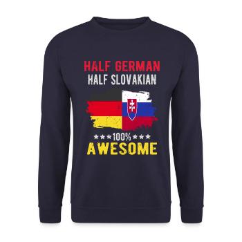 Halb Deutsch Halb Slowake - Unisex Pullover - Navy - Vorne - Alina (178cm) & Michal (187cm)
