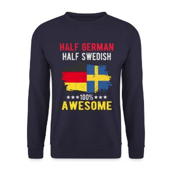 Halb Deutsch Halb Schwede - Unisex Pullover - Navy - Vorne - Alina (178cm) & Michal (187cm)
