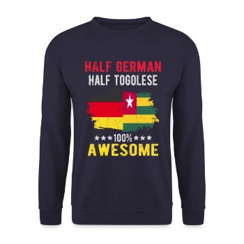 Half German half Tongolese - Unisex Sweatshirt - navy - Front - Alina (178cm) & Michal (187cm)