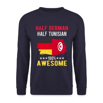 Half German half Tunisian - Unisex Sweatshirt - navy - Front - Alina (178cm) & Michal (187cm)
