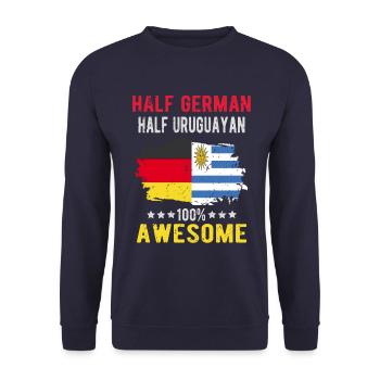Halb Deutsch Halb Uruguayer - Unisex Pullover - Navy - Vorne - Alina (178cm) & Michal (187cm)