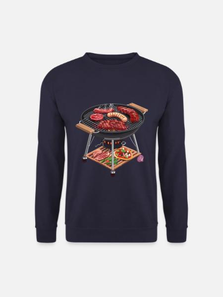 Grillgenuss in 2D: Sizzling Barbecue Delikatessen - Unisex Pullover - Navy