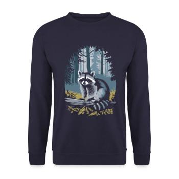 Raccoon in Cottagecore Forest - Unisex Sweatshirt - navy - Front - Alina (178cm) & Michal (187cm)
