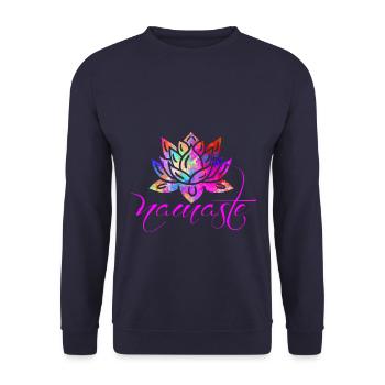 Lotus Flower Namaste - Unisex Pullover - Navy - Vorne - Alina (178cm) & Michal (187cm)