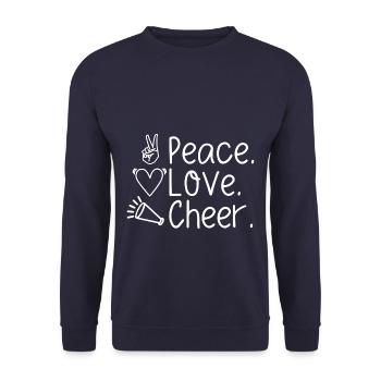 Peace Love Cheer - Unisex Pullover - Navy - Vorne - Alina (178cm) & Michal (187cm)