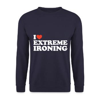 J’adore Extreme Ironing Heart Shirt - Sweat-shirt Unisexe - marine - Devant - Alina (178cm) & Michal (187cm)