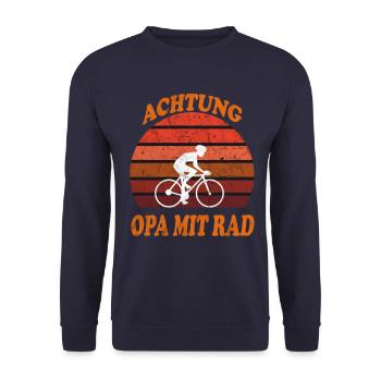 Opa,Rad fahren,Fahrrad,Hobby,Geschenk,Sport - Unisex Pullover - Navy - Vorne - Alina (178cm) & Michal (187cm)
