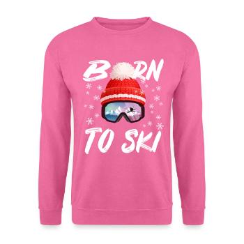 Né pour skier - Sweat-shirt Unisexe - rose - Devant