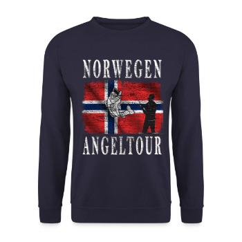 Norwegen Angeltour - Unisex Pullover - Navy - Vorne - Alina (178cm) & Michal (187cm)