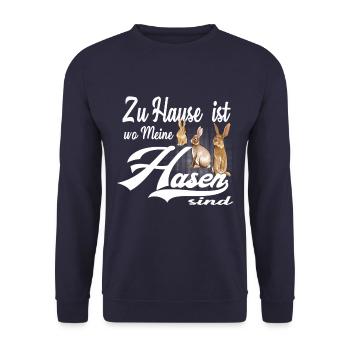 Kaninchen Hasen Hase süsses Häschen Geschenk Opa - Unisex Pullover - Navy - Vorne - Alina (178cm) & Michal (187cm)