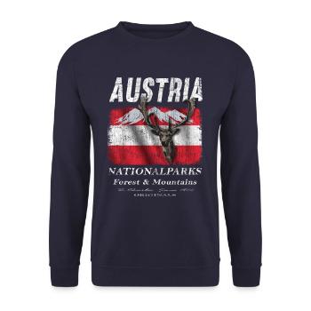 Austria Hirsch Autriche Fahne Geschenk - Sweat-shirt Unisexe - marine - Devant - Alina (178cm) & Michal (187cm)
