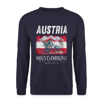 Austria Mountainbiking Vélo Vacances Cadeau - Sweat-shirt Unisexe - marine - Devant - Alina (178cm) & Michal (187cm)