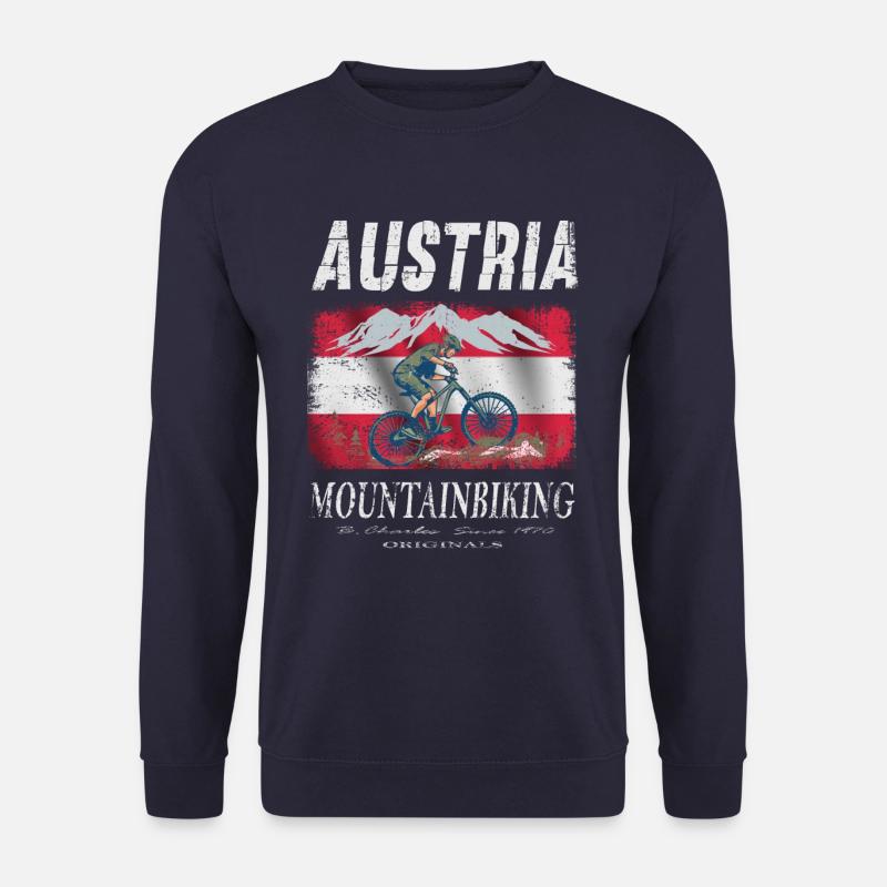 Austria Mountainbiking Radeln Urlaub Geschenk - Unisex Pullover - Navy