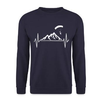 Paragliding Paraglider Berge EKG Geschenk - Unisex Pullover - Navy - Vorne - Alina (178cm) & Michal (187cm)