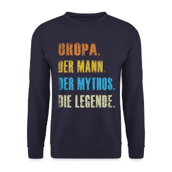 Uropa Der Mann Der Mythos Die Legende Geschenk - Unisex Pullover - Navy - Vorne - Alina (178cm) & Michal (187cm)