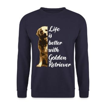 Life is better with Golden Retriever Gift - Unisex Sweatshirt - navy - Front - Alina (178cm) & Michal (187cm)