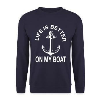 Boat Sailing Sailor Captain Skipper Gifts Idea - Unisex Sweatshirt - navy - Front - Alina (178cm) & Michal (187cm)